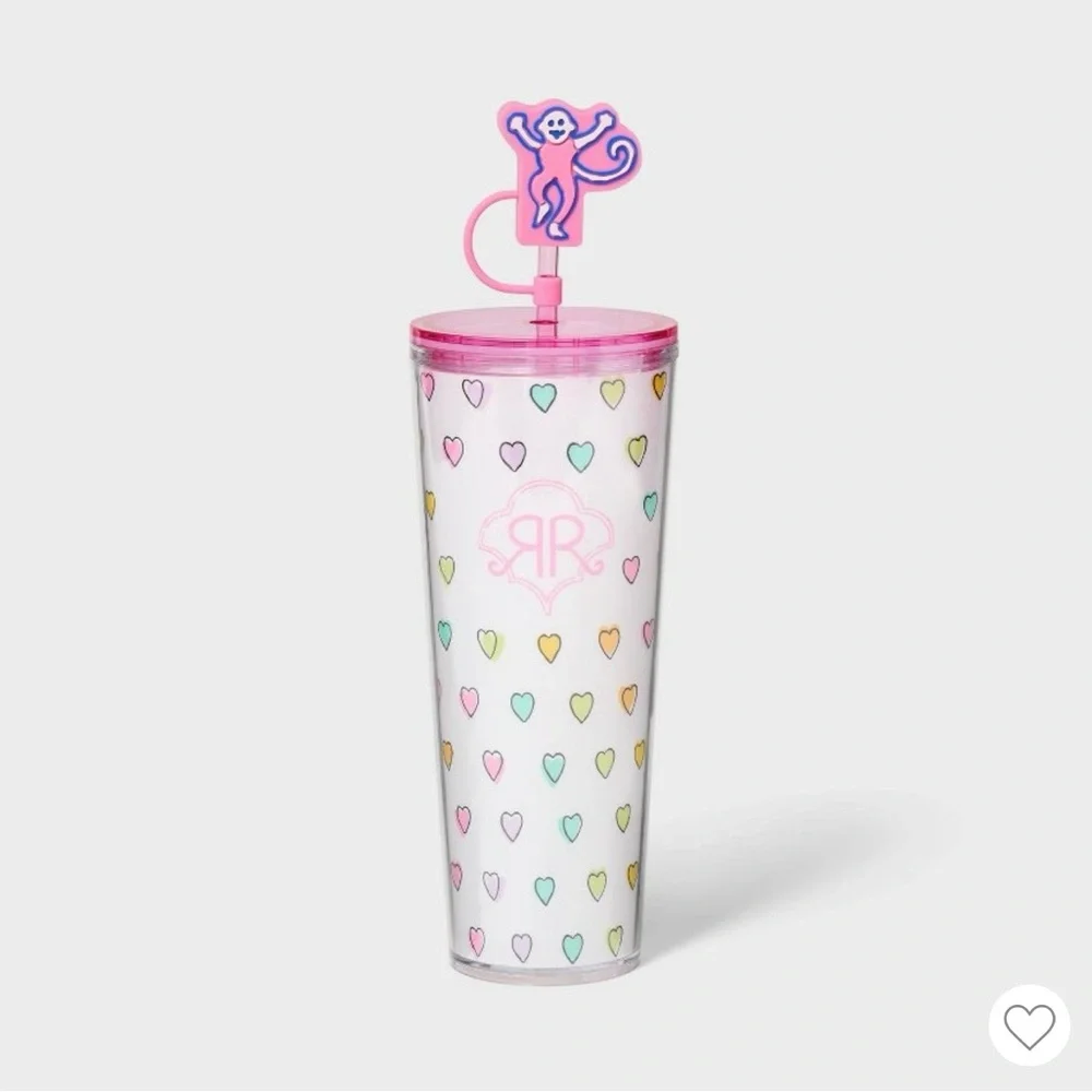 Roller Rabbit 🐰 x Target 🎯 Disco Hearts Tumbler with Pink Monkey Topper - NWT!
